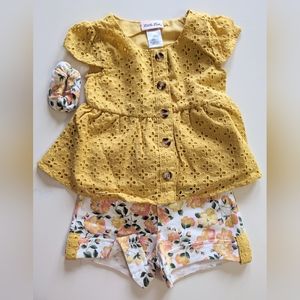 Little Lass 2-Piece Eyelet Shorts Set, Size 2T
